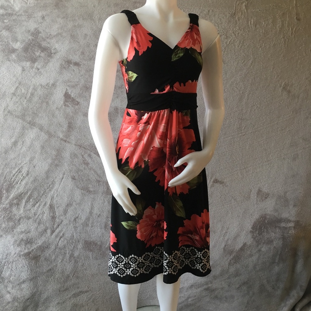Black and Peach Floral Dress